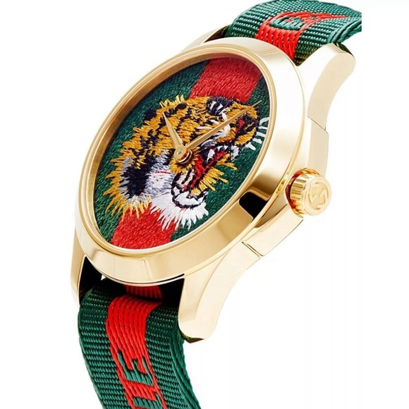 Gucci G-Timeless YA126491 Red and Green Dial Nylon Men's Watch - Picture 3 of 3